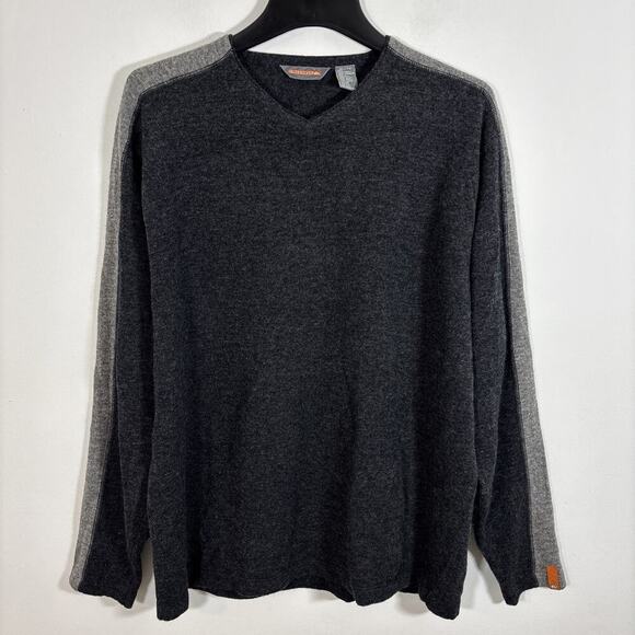 Quicksilver Men Sweater XL 100% Lambswool Two Tone Grey Warm Winter Fall - Picture 1 of 8